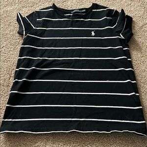 Ralph Lauren Black and White Striped Tee sz Small Petite